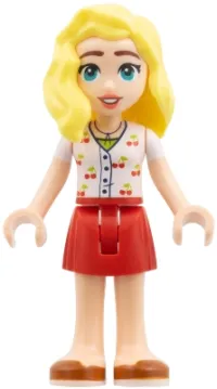 LEGO Friends Matilde - White Top with Cherries, Red Skirt, Dark Orange Shoes minifigure