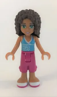 LEGO Friends Andrea, Magenta Cropped Trousers, Medium Azure Top with White Trim minifigure