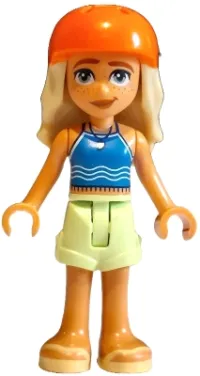 LEGO Friends Sage - Blue Tank Top, Yellowish Green Shorts, Bright Light Yellow Sandals, Reddish Orange Bicycle Helmet minifigure