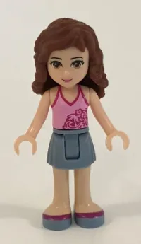 LEGO Friends Olivia, Sand Blue Skirt, Bright Pink Top with Magenta Trim minifigure