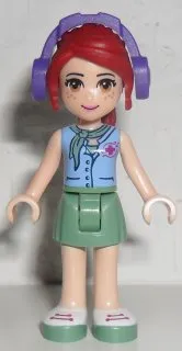 LEGO Friends Mia, Sand Green Skirt, Medium Blue Top with Red Cross Logo and Scarf, Dark Purple Headphones minifigure