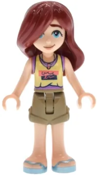 LEGO Friends Paisley - Bright Light Yellow and Medium Lavender Tank Top, Dark Tan Shorts, Metallic Light Blue Sandals minifigure