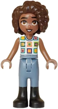 LEGO Friends Aliya - White Crochet Top, Sand Blue Trousers with Black Boots minifigure
