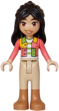 LEGO Friends Liann - Coral Patchwork Jacket, Tan Trousers with Medium Nougat Boots minifigure