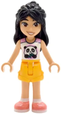 LEGO Friends Liann - White Top with Panda, Bright Light Orange Shorts, Coral Shoes minifigure
