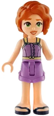 LEGO Friends Autumn - Medium Lavender Jumpsuit Shorts, Dark Blue Sandals minifigure