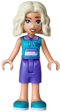 LEGO Friends Nova - Dark Turquoise Sleeveless Hoodie, Dark Purple Shorts, Dark Turquoise Shoes minifigure