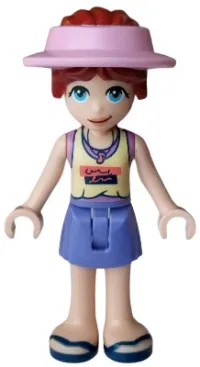 LEGO Friends Paisley - Bright Light Yellow and Medium Lavender Tank Top, Blue Violet Skirt, Dark Blue Sandals, Bright Pink Sun Cap minifigure