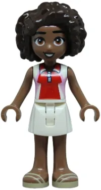 LEGO Friends Aliya - Bright Pink, Red and White Sleeveless Shirt, White Skirt, Tan Sandals minifigure