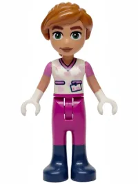 LEGO Friends Valeria - White Shirt with Hearts and Bones, Magenta Trousers, Dark Blue Boots, Dark Orange Hair minifigure