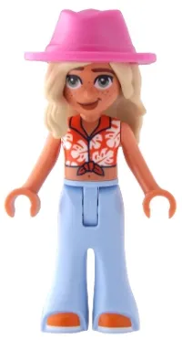 LEGO Friends Sage - Reddish Orange Cropped Shirt, Trousers Bell-Bottoms, Orange Shoes, Dark Pink Cowboy Hat minifigure