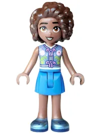 LEGO Friends Aliya - Sand Blue Vest, Blue Skirt, Metallic Light Blue Shoes minifigure