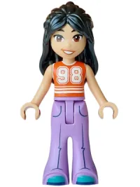 LEGO Friends Liann - Reddish Orange and White Top, Medium Lavender Trousers Bell-Bottoms, Dark Turquoise Shoes minifigure