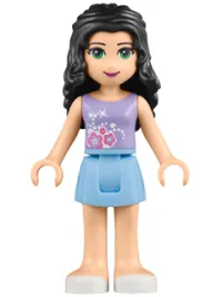 LEGO Friends Emma, Bright Light Blue Skirt, Lavender Top with Flowers minifigure