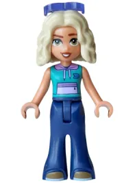 LEGO Friends Nova - Dark Turquoise Sleeveless Hoodie, Dark Blue Trousers Bell-Bottoms, Dark Tan Shoes, Sunglasses minifigure