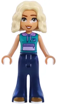 LEGO Friends Nova - Dark Turquoise Sleeveless Hoodie, Dark Blue Trousers Bell-Bottoms, Dark Tan Shoes minifigure