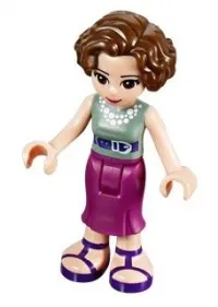 LEGO Friends Charlotte, Magenta Mid Length Skirt, Sand Green Top minifigure