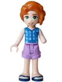 LEGO Friends Autumn - Blue Tied Flannel Vest, Medium Lavender Shorts Folded Hem, Dark Blue Sandals minifigure