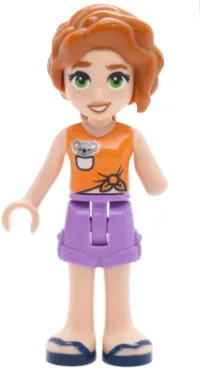 LEGO Friends Autumn - Orange Sleeveless Top, Medium Lavender Shorts Folded Hem, Dark Blue Sandals minifigure