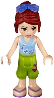 LEGO Friends Mia, Lime Cropped Trousers, Medium Blue Top with 3 Butterflies, Sunglasses minifigure