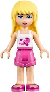 LEGO Friends Stephanie, Dark Pink Shorts, White Top with Stars minifigure