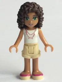 LEGO Friends Andrea, Tan Shorts, White Top with Necklace with Music Notes minifigure