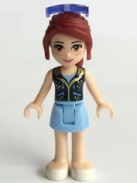 LEGO Friends Mia, Bright Light Blue Skirt, Dark Blue Vest Top, Sunglasses minifigure