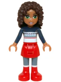 LEGO Friends Andrea - Red Skirt and Boots, Dark Blue Sweater Top minifigure