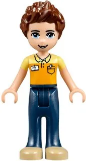 LEGO Friends Daniel, Dark Blue Trousers, Orange and Bright Light Yellow Polo Shirt minifigure