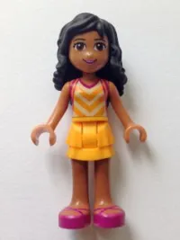 LEGO Friends Kate, Bright Light Orange Layered Skirt, Tan Top with Bright Light Orange Chevron Stripes minifigure