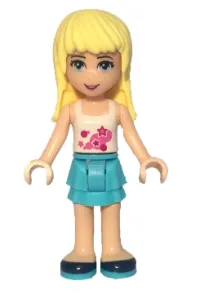 LEGO Friends Stephanie, Medium Azure Layered Skirt, White Top with Stars minifigure