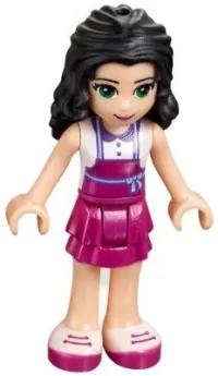 LEGO Friends Emma, Magenta Layered Skirt, White Top with Magenta Apron minifigure