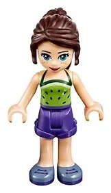 LEGO Friends Naomi, Dark Purple Shorts, Lime Halter Top with Dark Green Dots minifigure