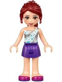LEGO Friends Mia, Dark Purple Skirt, White One Shoulder Top with Stars minifigure