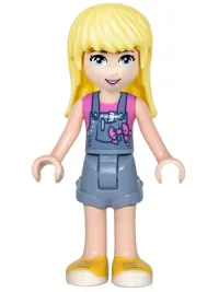 LEGO Friends Stephanie, Denim Overalls Skirt, Dark Pink Top minifigure