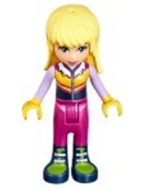 LEGO Friends Stephanie, Magenta Ski Pants, Fur Collar Vest minifigure