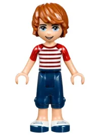LEGO Friends Julian, Dark Blue Cropped Trousers, Red Striped Top minifigure
