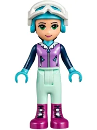 LEGO Friends Emma, Light Aqua Trousers, Medium Lavender Ski Vest, Helmet, Goggles minifigure