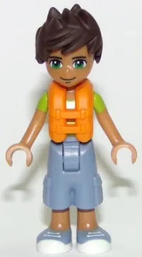 LEGO Friends Liam, Sand Blue Long Shorts, Lime and Yellow T-Shirt, Life Jacket minifigure
