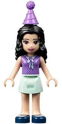 LEGO Friends Emma, Light Aqua Skirt, Medium Lavender Top and Party Hat minifigure