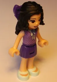LEGO Friends Emma, Dark Purple Skirt, Medium Lavender Top, Light Aqua Shoes, Dark Purple Bow minifigure