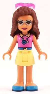 LEGO Friends Olivia, Bright Light Yellow Skirt, Dark Pink Top, Sunglasses minifigure