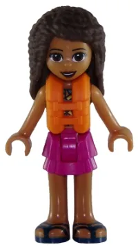 LEGO Friends Andrea, Magenta Layered Skirt, Dark Turquoise and Gold Top, Life Jacket minifigure