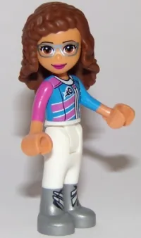 LEGO Friends Olivia, White Trousers, Dark Pink and Dark Azure Racing Jacket minifigure