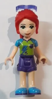 LEGO Friends Mia, Dark Purple Shorts, Lime Top, Red Hair, Sunglasses minifigure