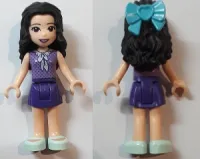 LEGO Friends Emma, Dark Purple Skirt, Medium Lavender Top, Light Aqua Shoes, Bow minifigure