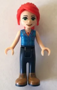 LEGO Friends Mia, Dark Blue Trousers, Dark Azure Plaid Shirt, Red Ponytail minifigure