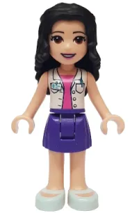 LEGO Friends Emma, Dark Purple Skirt, White Blouse with ID Card minifigure