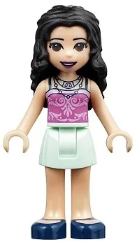LEGO Friends Emma, Light Aqua Skirt, Dark Pink Top minifigure