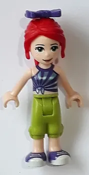 LEGO Friends Mia, Lime Cropped Trousers, Striped Top, Bow minifigure